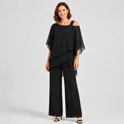 ⏳1 σετ για 36 ευρώ⏰【50-120KG】👚👖Γυναικείο σετ δύο τεμαχίων, σετ φιλικό προς το δέρμα με έξω τους ώμους✅【Μπλούζα + Παντελόνι】