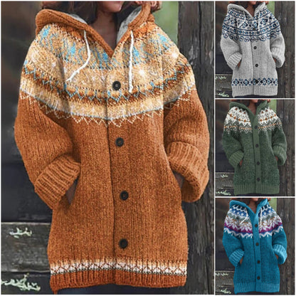 🔥【Božićna posebna edicija】🔥【S~5XL】✨2025 jesen/zima nova elegancija: topla ženska jakna s kapuljačom u boji, retro stil i pleteni detalji