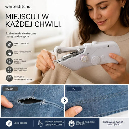 🧵 Mini elektryczna maszyna do szycia — lekka, przenośna i łatwa w obsłudze! ✨