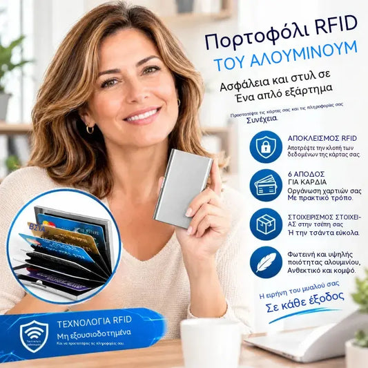 1 σετ (χωράει 10 κάρτες) — 24€🛡️✨ Θήκη καρτών από ανοξείδωτο ατσάλι με προστασία RFID – Πορτοφόλι καρτών κατά του απομαγνητισμού, μικρό και φορητό 💳