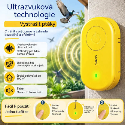 🐦 Přenosný ultrazvukový odpuzovač ptáků | Automatický odpuzovač holubů, ideální na balkony, zahrady a venkovní použití