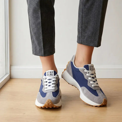 【36-41】Nowe damskie buty sportowe na grubej podeszwie – skórzane, w stylu retro, casualowe
