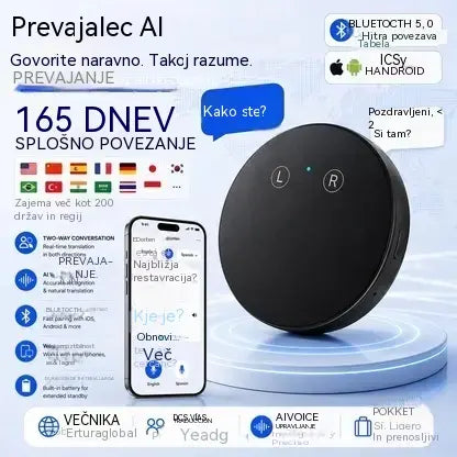 Naprava za prevajanje jezikov z umetno inteligenco – dvosmerni glasovni prevajalnik v realnem času s podporo za več jezikov