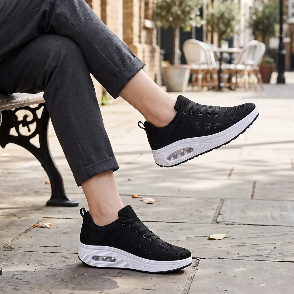 【35-41】Nowe damskie buty casualowe na jesień – z grubą podeszwą, oddychające, z dzianiny, idealne dla mam