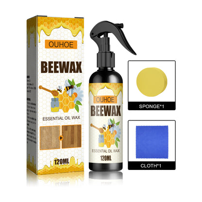 120 ml + gąbka + ściereczka——1 zestaw 89zł ✨Naturalny, mikrocząsteczkowy wosk pszczeli w sprayu do pielęgnacji mebli, konserwacji podłóg i polerowania.
