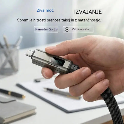 【Kupite 1, dobite 1 gratis】🔌 Polnilni kabel 4 v 1 z digitalnim zaslonom in obeskom za ključe - hitro polnjenje, odporen proti lomljenju in kompakten