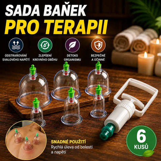 🧬 Sada pro vakuovou baňkovou terapii – zesílená, s odsávačkou, průhledná 🩺