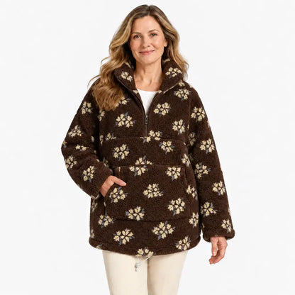 ✨【S-2XL/6 kolorów】Bluza z polaru z kwiatowym wzorem, stylowa i ciepła