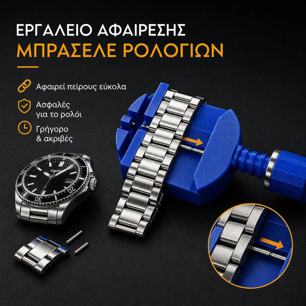 30 ευρώ το τεμάχιο🎉 Ειδική Προσφορά 🔧 Επαγγελματικό Σετ Επισκευής Ρολογιών — Αλλάξτε το λουράκι, αντικαταστήστε την μπαταρία και δώστε στο παλιό σας ρολόι μια ολοκαίνουργια εμφάνιση — Επισκευάστε το εύκολα μόνοι σας, μέσα σε λίγα λεπτά ⌚