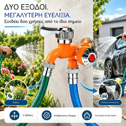 1 τεμάχιο 24 ευρώ 🚰🔧 Προσαρμογέας Βρύσης 2 σε 1 | Διακλαδωτής Νερού Διπλής Εξόδου με Ανεξάρτητο Έλεγχο, Προστασία από Πιτσιλιές και Αντοχή στο Ψύχος