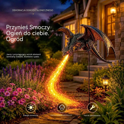 Nowość: Dekoracyjna lampa ogrodowa w kształcie ognistego smoka zasilana energią słoneczną.