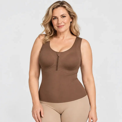 【M–3XL / 4 kolory】 Termiczna bielizna modelująca zapinana z przodu – zintegrowany system wyszczuplający brzuch i talię oraz wbudowane wkładki biustonoszowe – bezszwowa bielizna modelująca sylwetkę