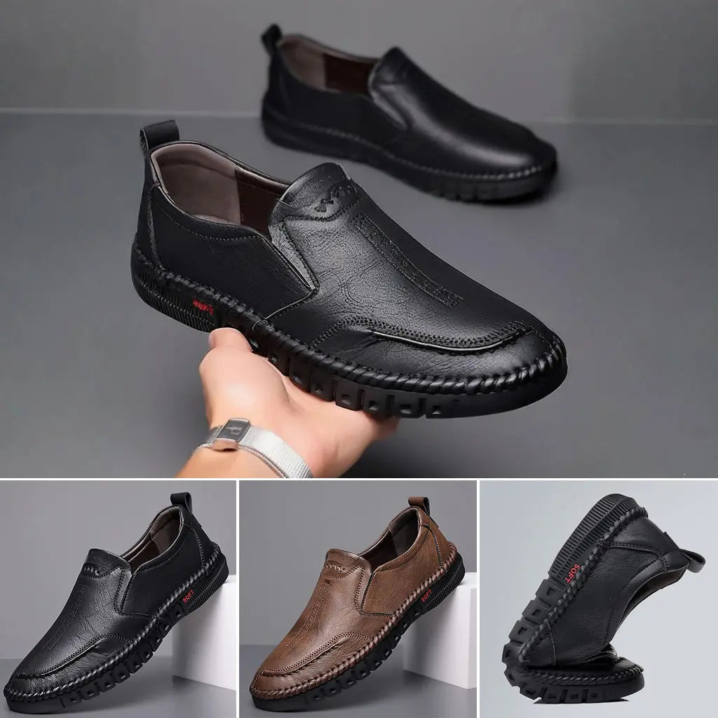 【39-44】Eleganckie nowe męskie obuwie codzienne ze skóry, z miękką podeszwą i antypoślizgowym spodem