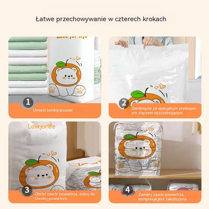 ✨🗃️ Zestaw 5 elementów 💨 Duże kompresowalne torby do przechowywania: Nie wymagają pompki, są szczelne, idealne do oszczędzania miejsca w walizce i w domu ✈️