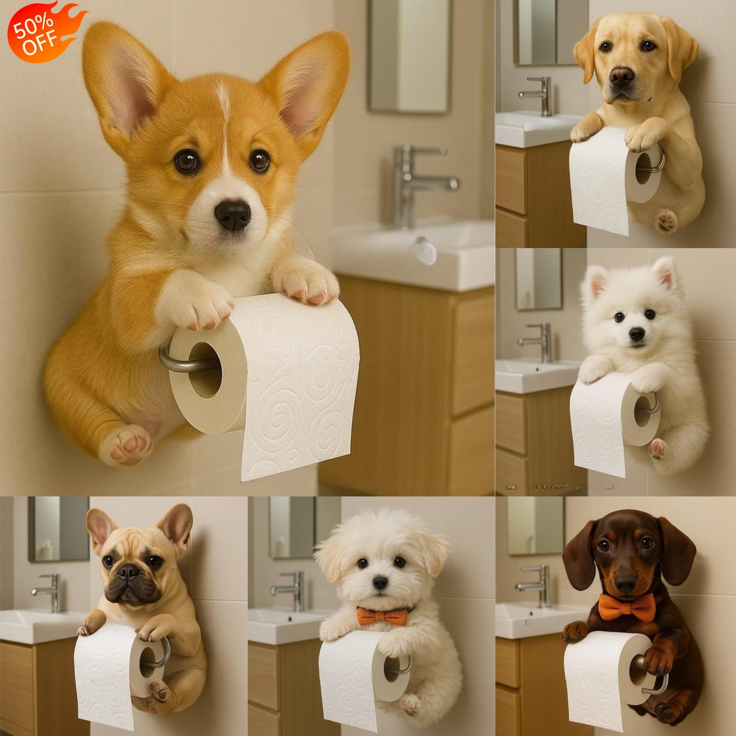 🐕 Lindo soporte de papel higiénico con forma de cachorro: ¡práctico y decorativo!