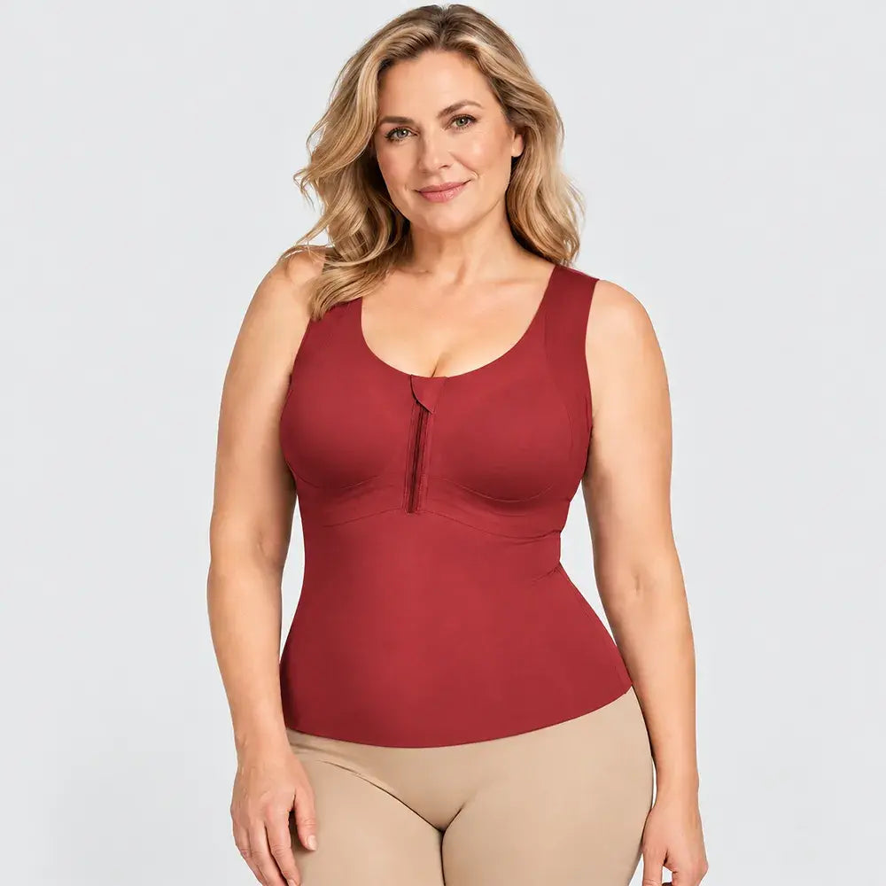 【M–3XL / 4 kolory】 Termiczna bielizna modelująca zapinana z przodu – zintegrowany system wyszczuplający brzuch i talię oraz wbudowane wkładki biustonoszowe – bezszwowa bielizna modelująca sylwetkę