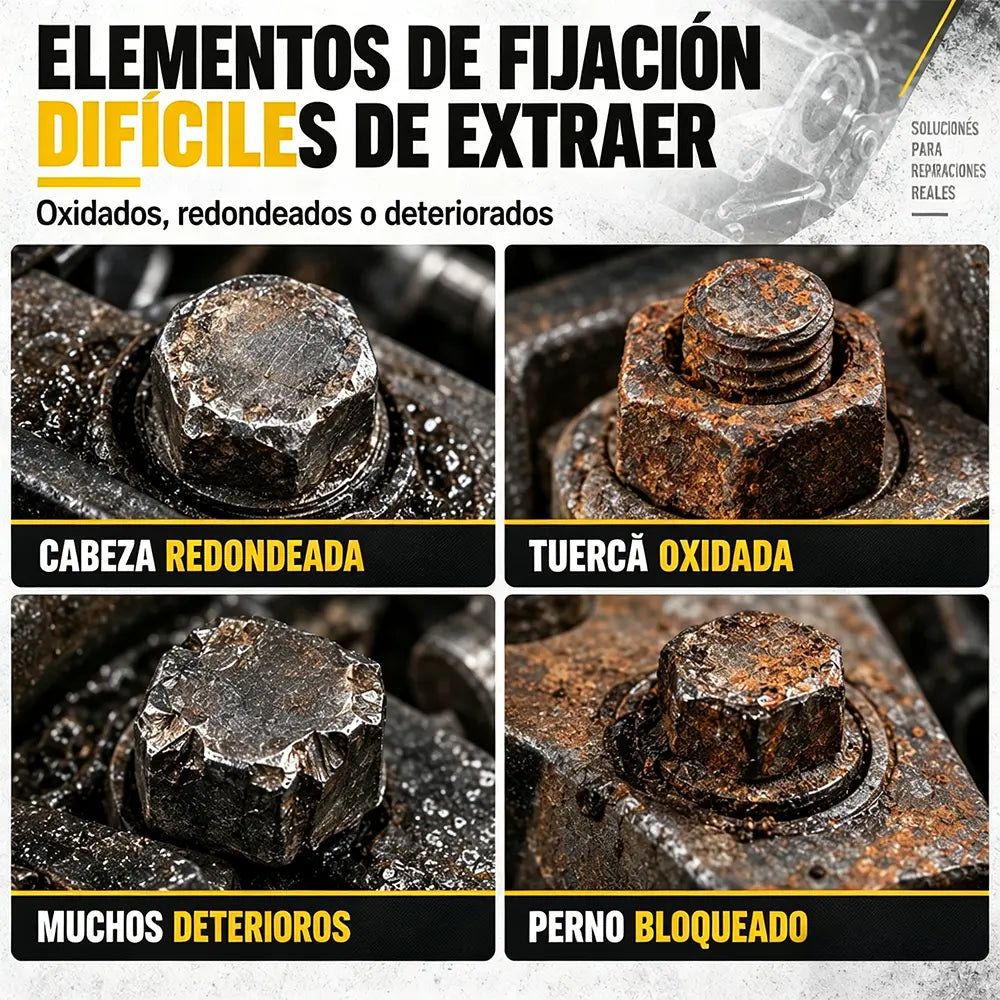 Kit de 14 Vasos Extractores de Tuercas y Tornillos | Vasos Antideslizantes para Tornillos Oxidados, Dañados o Pasados de Rosca