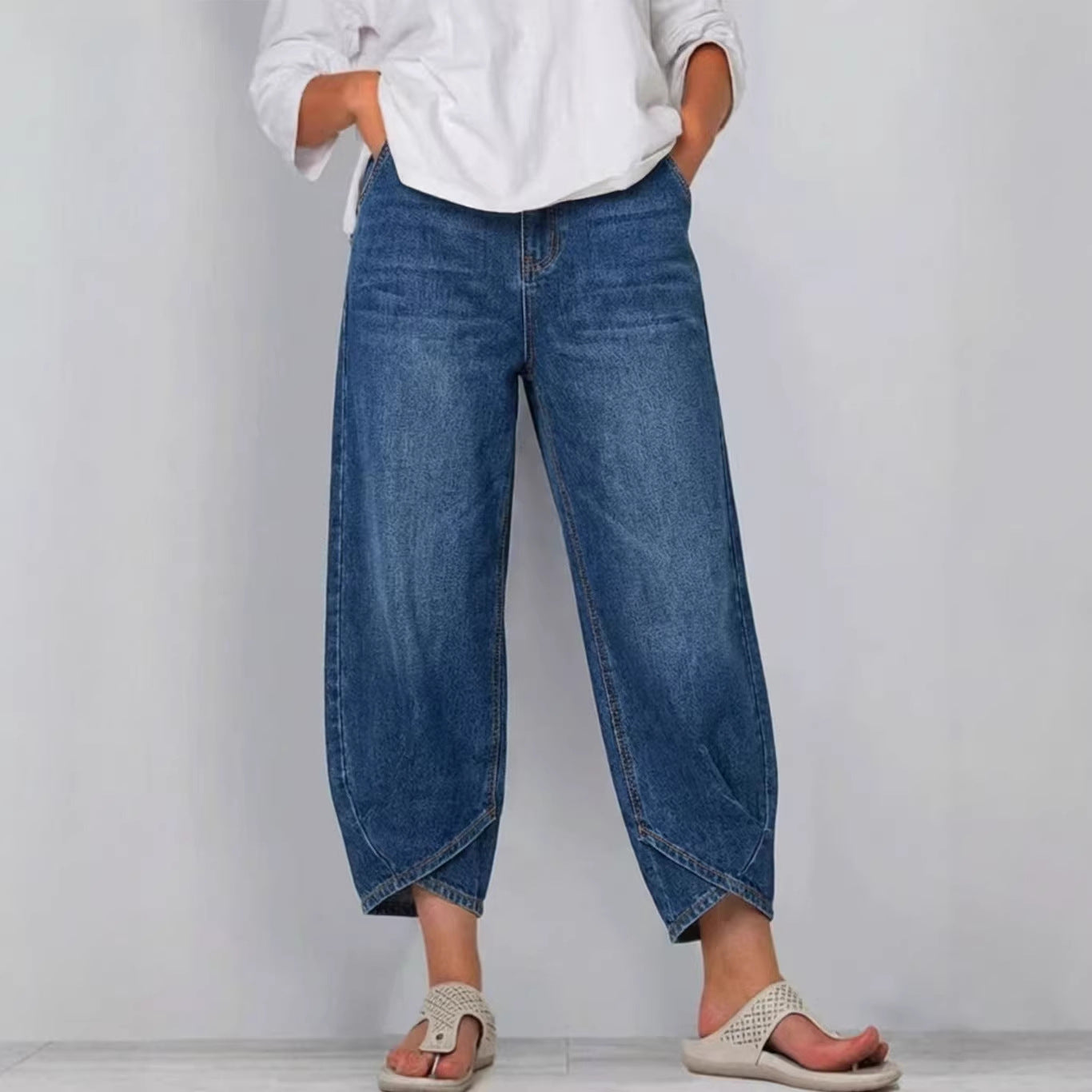ένα για 32 ευρώ👖【Βελτιωμένο τζιν, απαλό και αναπνεύσιμο】μοντέρνο άνετο τζιν με φαρδιά γραμμή