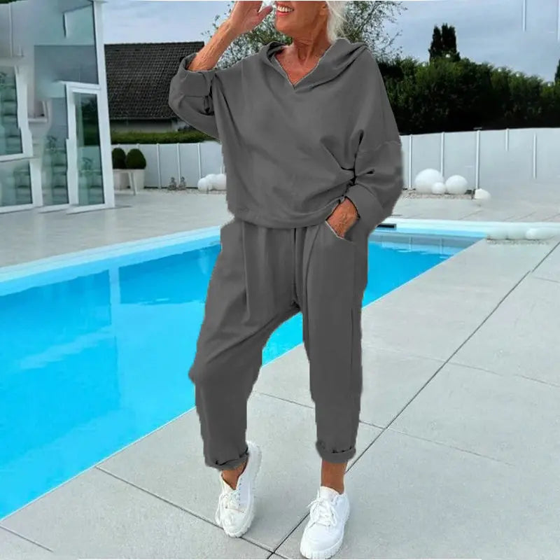 😍💕【S-3XL】Γυναικείο φούτερ με κουκούλα και casual παντελόνι κοστούμι