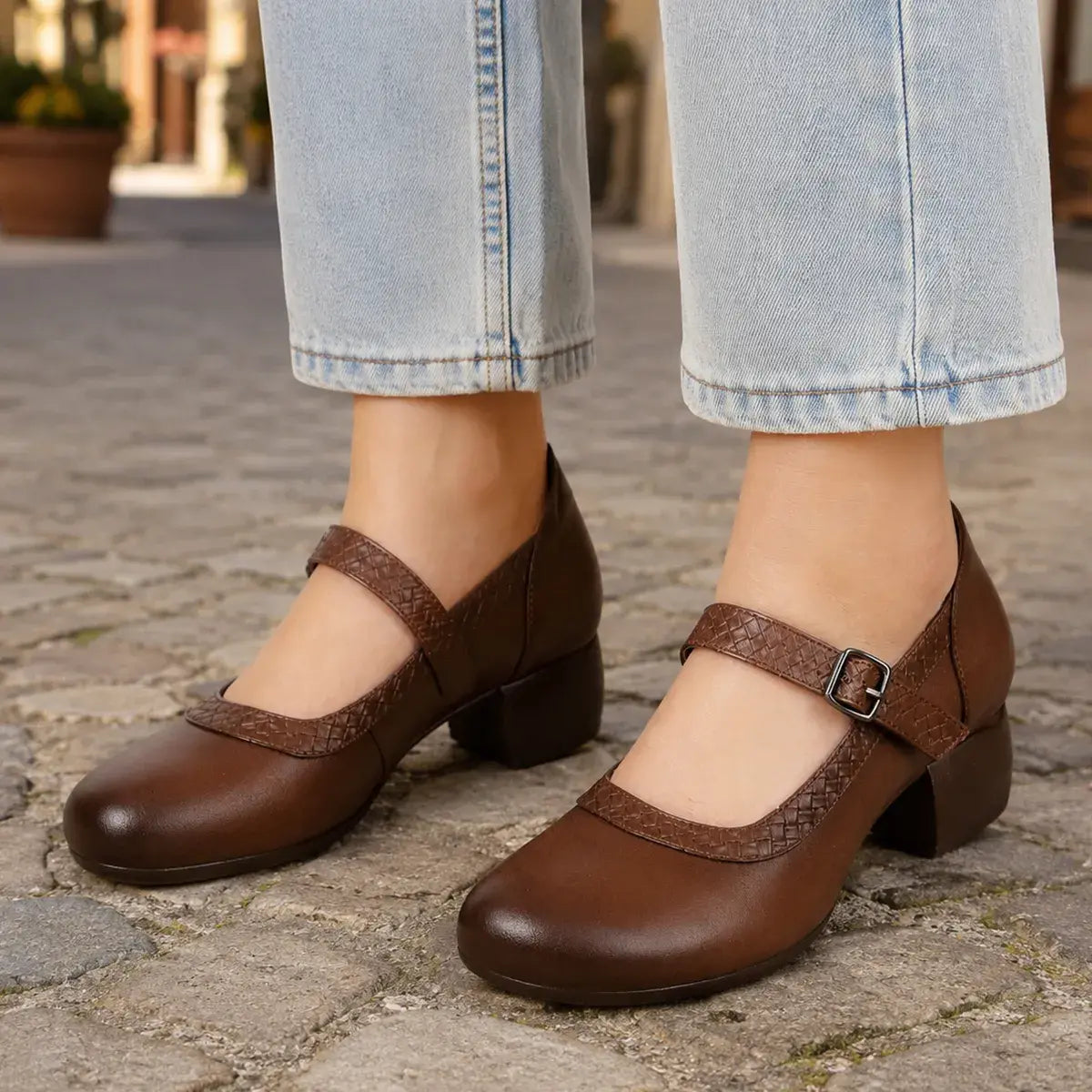 【35-40】👠Klasyczna sylwetka Mary Jane — ponadczasowy design retro w połączeniu z nowoczesnym, grubym obcasem, idealna zarówno do pracy, jak i na specjalne okazje.