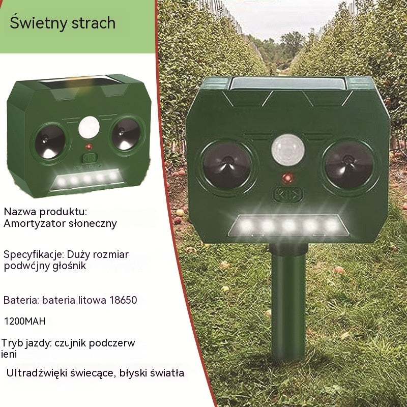 🔥Zewnętrzny odstraszacz ptaków ultradźwiękowy zasilany energią słoneczną z dwoma głośnikami i migającymi światłami