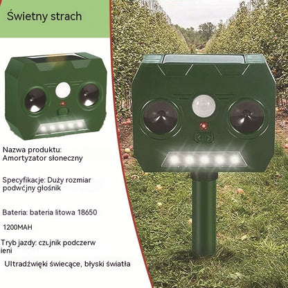 🔥Zewnętrzny odstraszacz ptaków ultradźwiękowy zasilany energią słoneczną z dwoma głośnikami i migającymi światłami