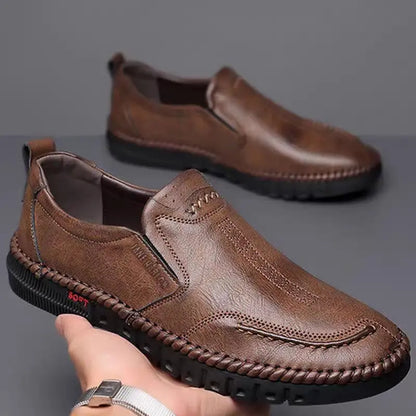 【39-44】Eleganckie nowe męskie obuwie codzienne ze skóry, z miękką podeszwą i antypoślizgowym spodem