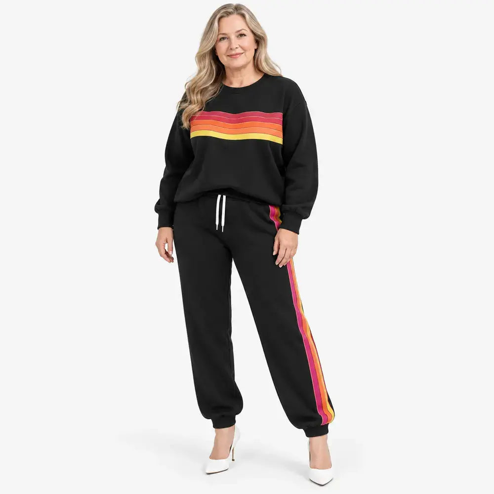 ✨【S-6XL】Νέο μοντέρνο γυναικείο σετ casual φούτερ【Φούτερ με στρογγυλή λαιμόκοψη + παντελόνι】👖