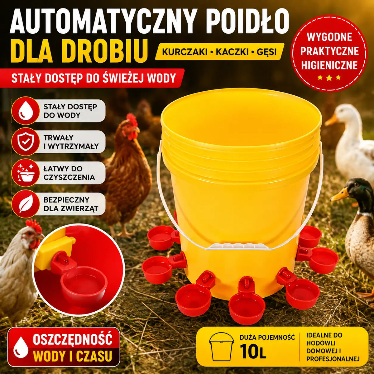 🔥🐔【Kup 5, otrzymaj 5 gratis】【10 szt.】Automatyczna miska do picia dla drobiu