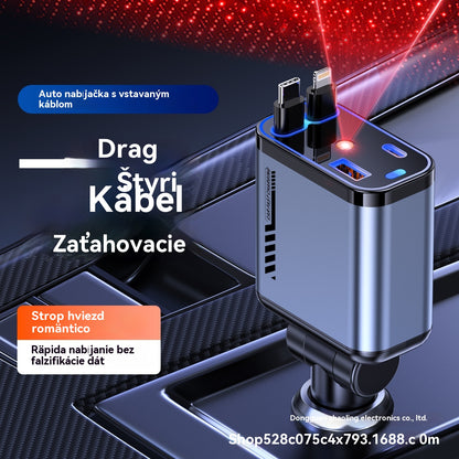 ⚡✨ Ultrarýchla nabíjačka do auta: dva zasúvateľné porty USB-C s ambientným osvetlením Starlight a inteligentnou bezpečnostnou ochranou 🚗💫