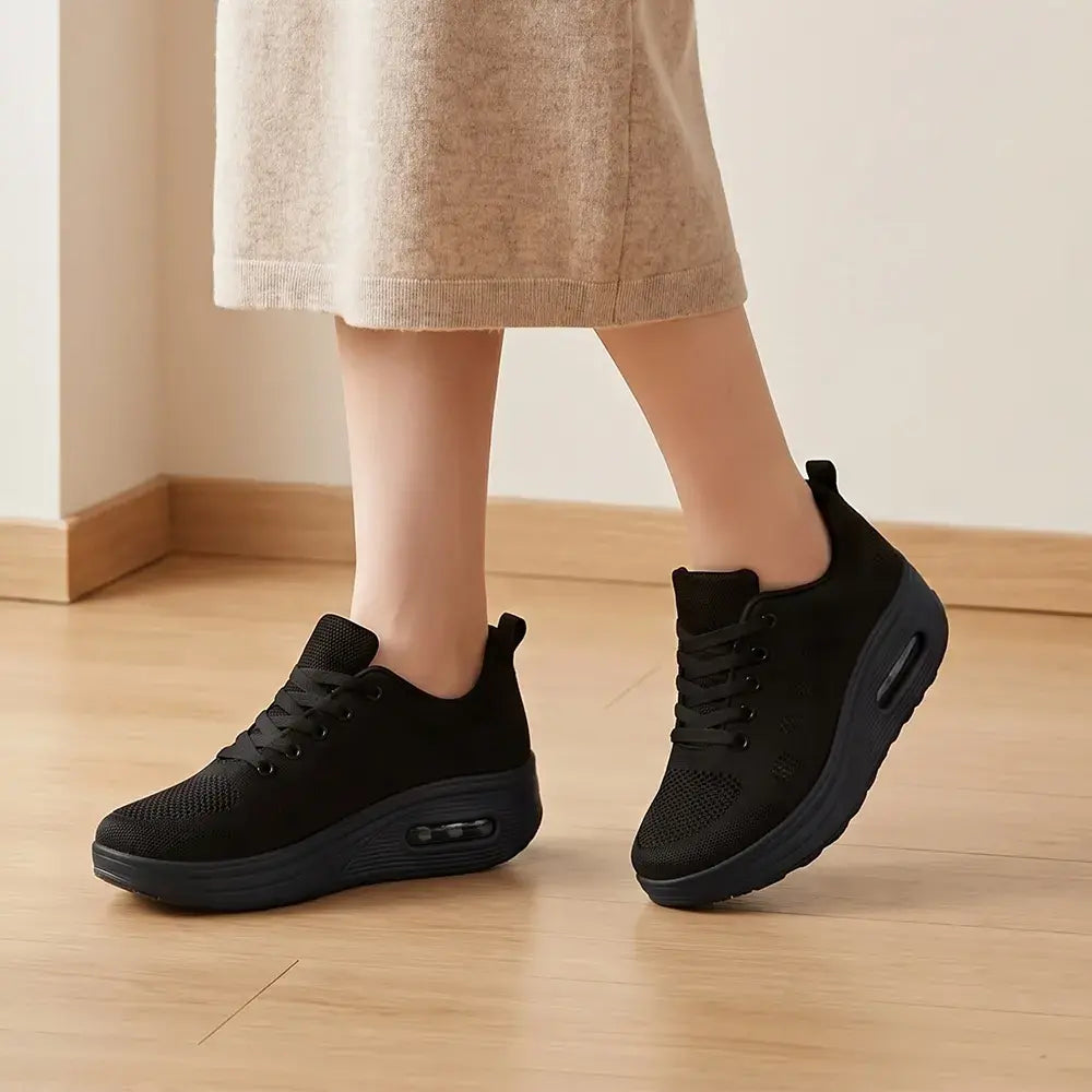 【35-41】Nowe damskie buty casualowe na jesień – z grubą podeszwą, oddychające, z dzianiny, idealne dla mam