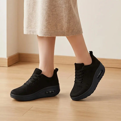 【35-41】Nowe damskie buty casualowe na jesień – z grubą podeszwą, oddychające, z dzianiny, idealne dla mam