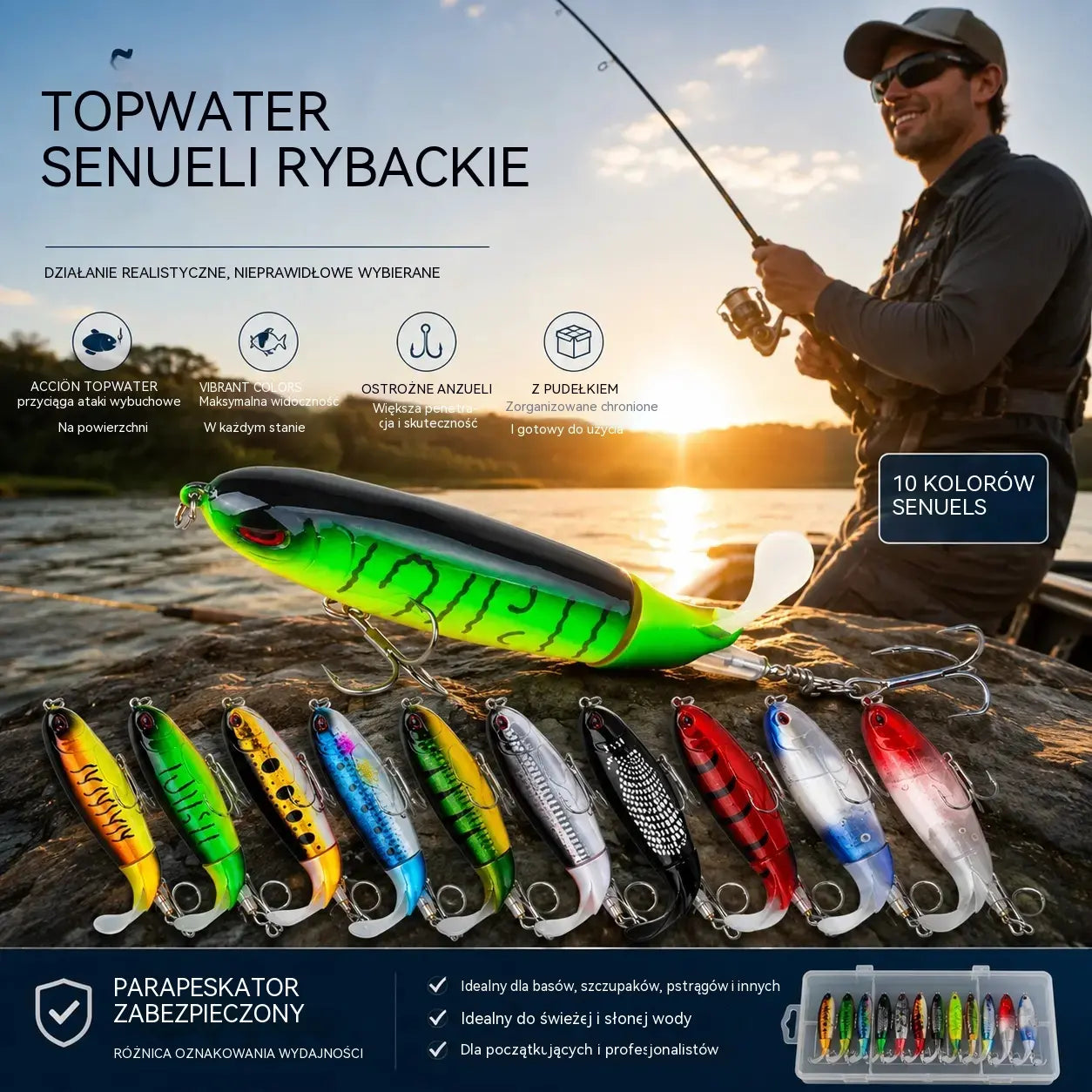 🐟🎣【5 sztuk】5 przynęt biomimetycznych: realistyczne ruchy pływackie, ostre i wysokie haki, odpowiednie zarówno do wody słodkiej, jak i słonej.