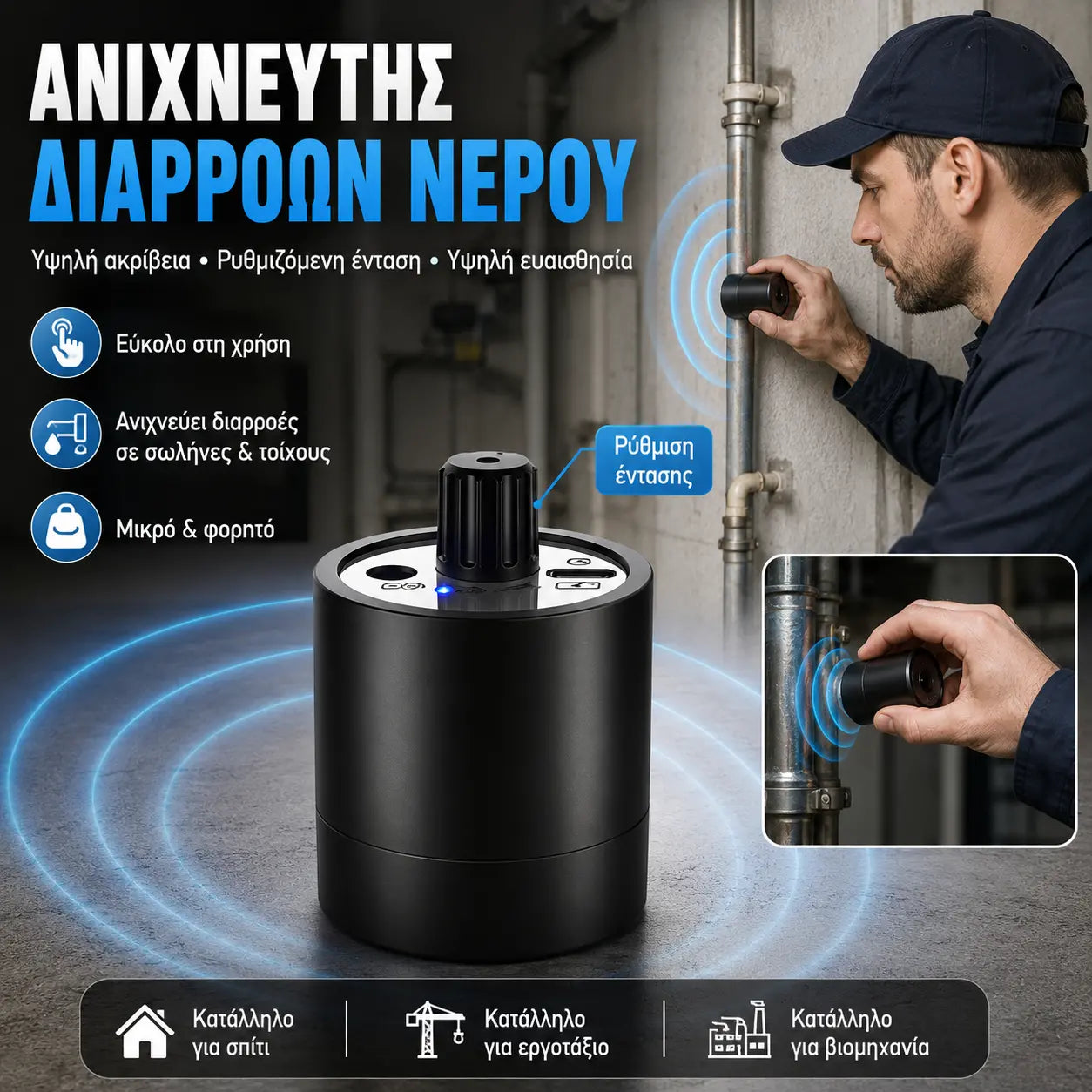 💦Βιομηχανική ασύρματη συσκευή για την ανίχνευση διαρροών σε τοίχους και σωλήνες