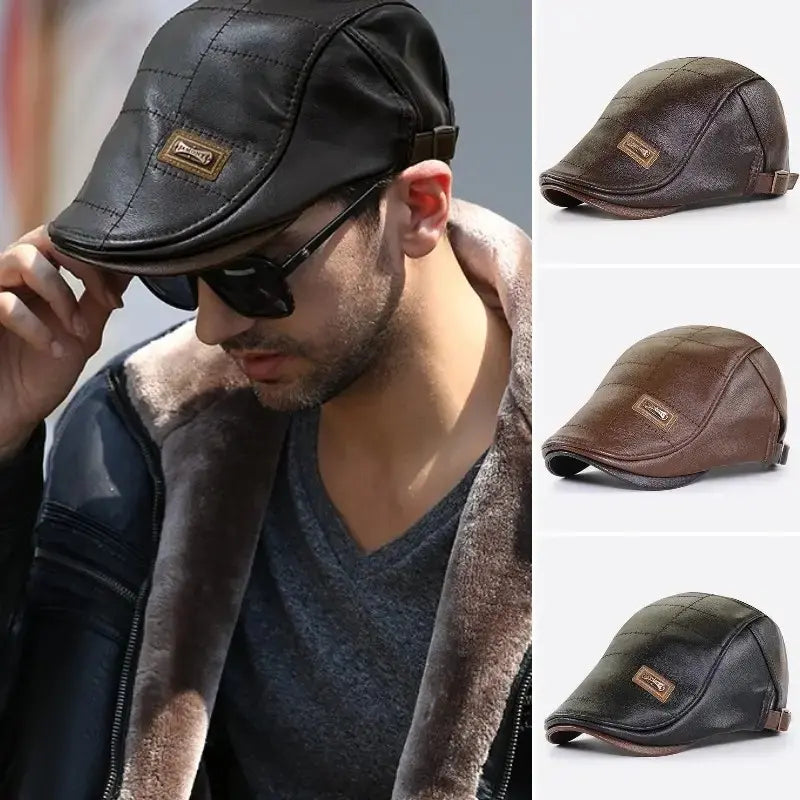 1 za 109 zł.🧢🔥Nowy, wysokiej jakości, skórzany beret na jesień i zimę w stylu retro