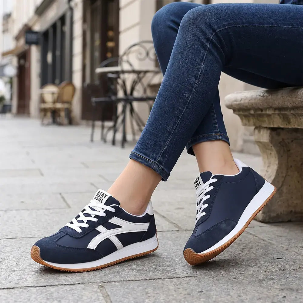 【36-42】Damskie buty sportowe w stylu retro – wielokolorowe, niskie, z okrągłym noskiem, na sznurówki, w dużych rozmiarach