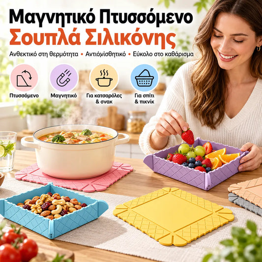 1 τεμάχιο 26ευρώ ✨Μαγνητική Σιλικονούχα Βάση — Πτυσσόμενο Υπόθεμα Σκευών & Μίνι Δίσκος