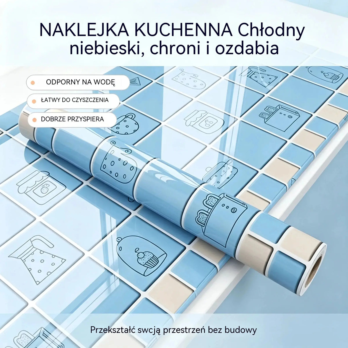 Naklejki odporne na olej do kuchni, wodoodporna tapeta samoprzylepna, zabezpieczenie blatu.