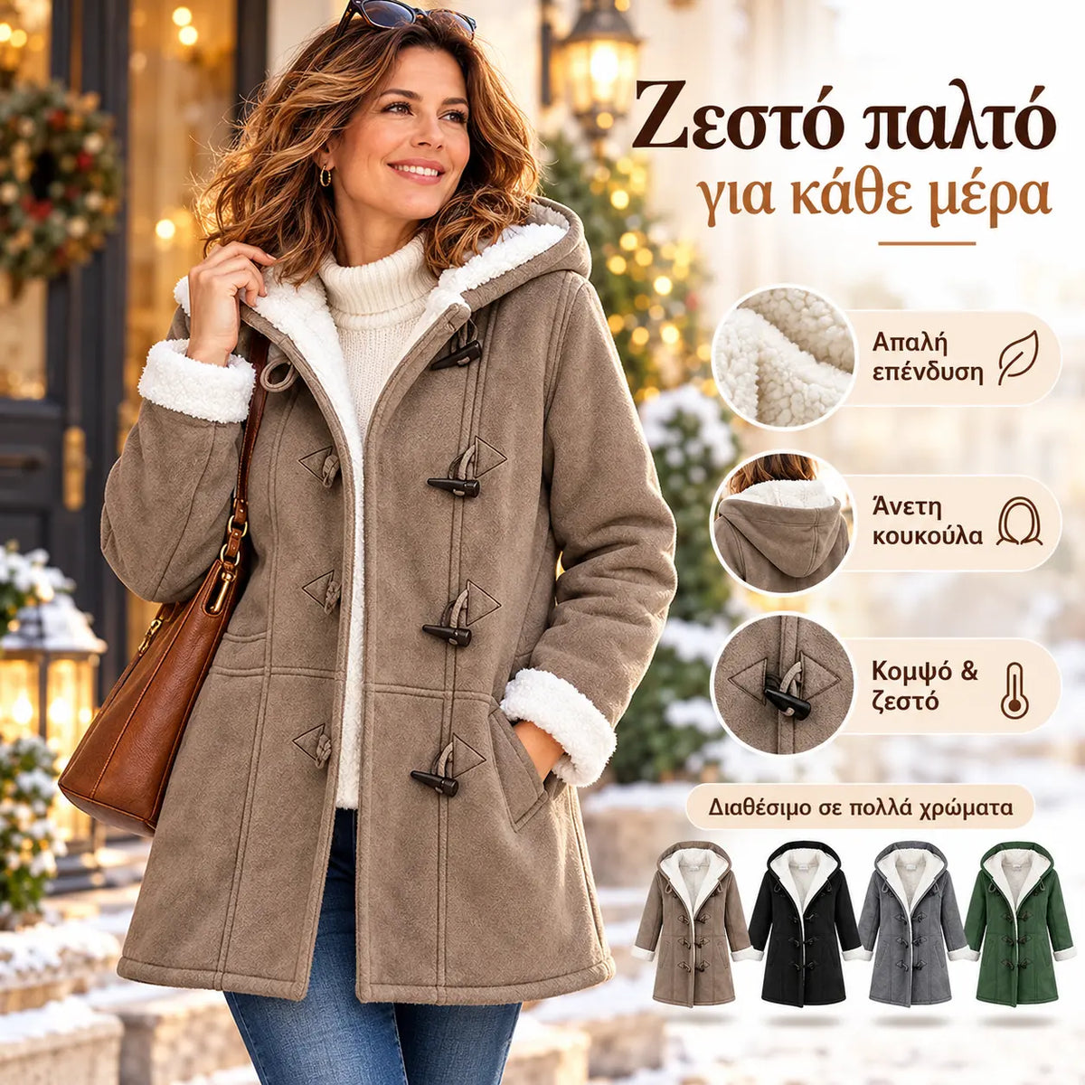 🐏🥼Έκπτωση 50%💖 Κομψό και ζεστό γυναικείο παλτό από τεχνητό σουέτ με επένδυση fleece, μεγέθη S–5XL, καθημερινό χειμερινό μπουφάν