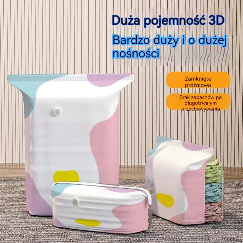 🧳【Zestaw 5 elementów】💨 Duży, kompresowalny worek próżniowy: nie wymaga pompki, szczelny i idealny do oszczędzania miejsca w walizkach i w domu ✈️