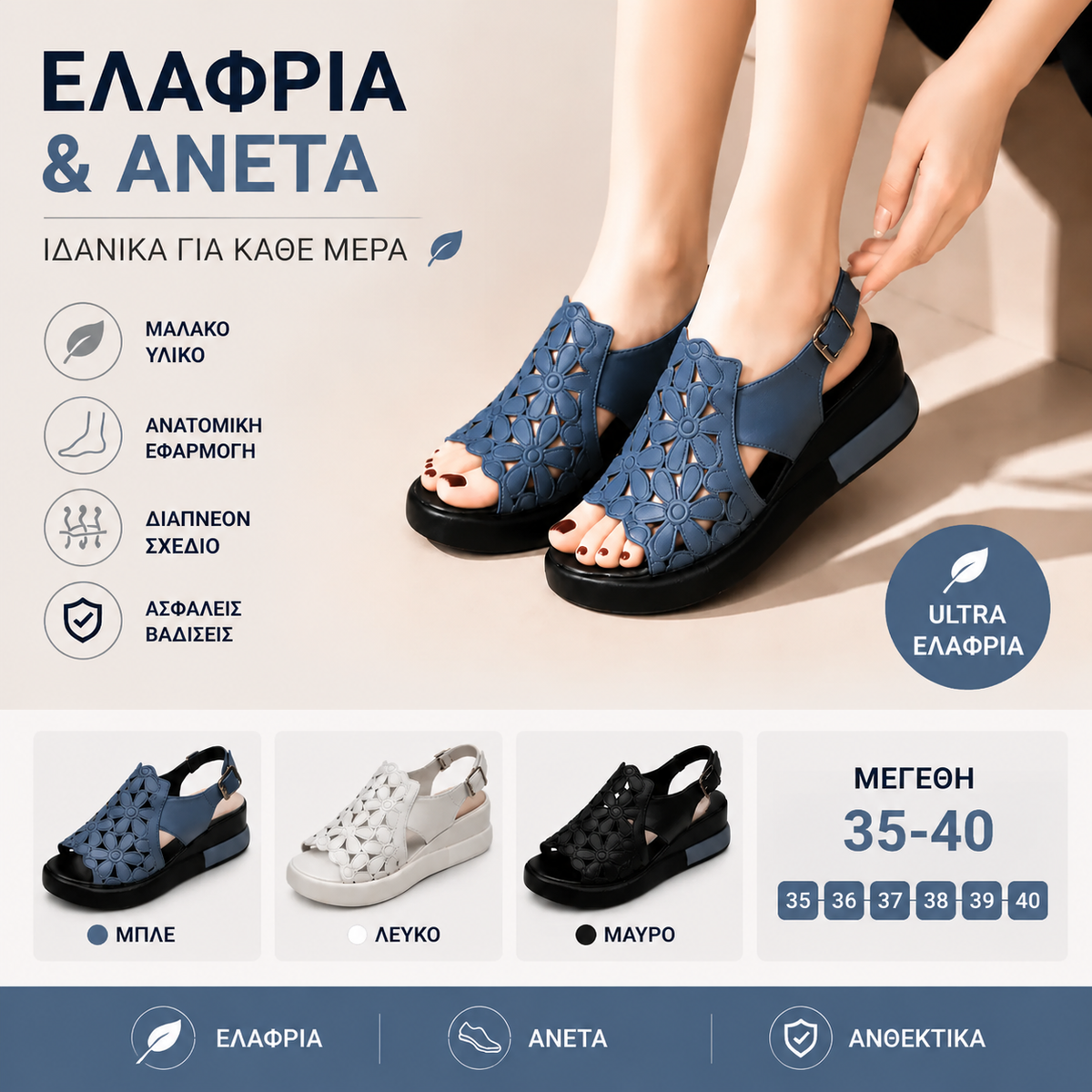 🔥【35-40】Ρετρό σανδάλια με μαλακή σόλα μέχρι τον αστράγαλο