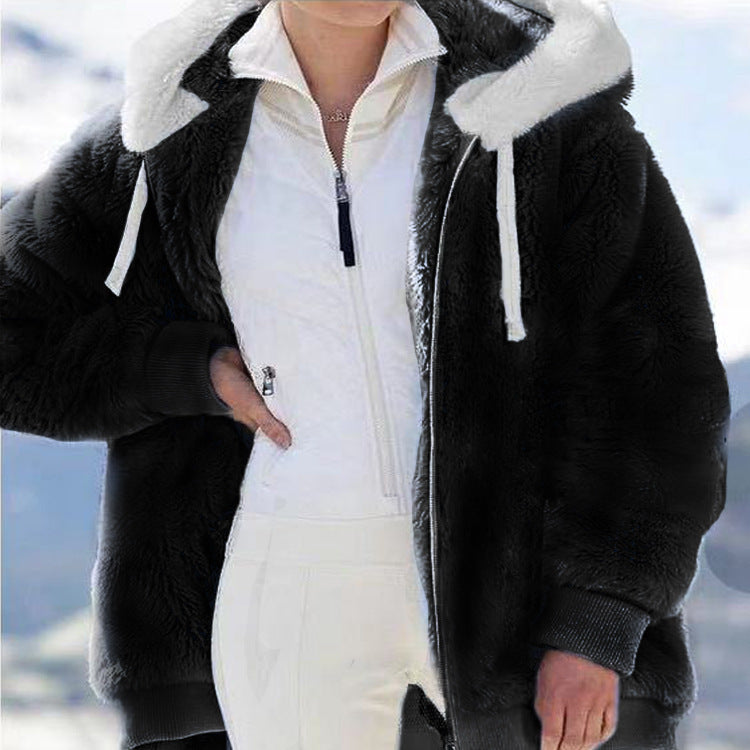 ☃️Ograničeni popust od 39%❄️【Kupite 1, dobijte 1 gratis】[S-5XL] Ženska jakna za 2025. s kontrastnim prugama od debelog pliša