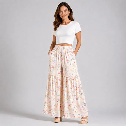 🌸✨【S-2XL】Γυναικείο παντελόνι με φαρδιά γραμμή και στάμπα, κατάλληλο για όλους τους σωματότυπους