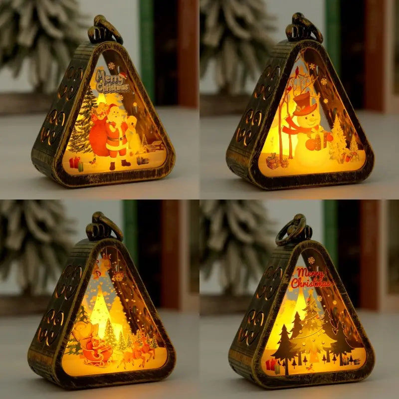 🌲🎅【Zestaw 4 sztuk】🎁✨Świąteczne lampki nocne w stylu retro | Świecąca dekoracja – bałwanek | Ozdoba na parapet lub stół
