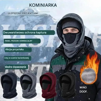 🎉🧣❄️ Dwuwarstwowa czapka polarowa, ciepła, wiatroszczelna i wyrzucana twarz, idealna na zimę.