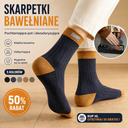 🔥🧦【Kup 5 par, a 5 otrzymasz gratis】✨🎉【Opakowanie 10 par】Nowe miękkie i wygodne skarpetki męskie z czystej bawełny, pochłaniające pot i odporne na zapachy-4178441