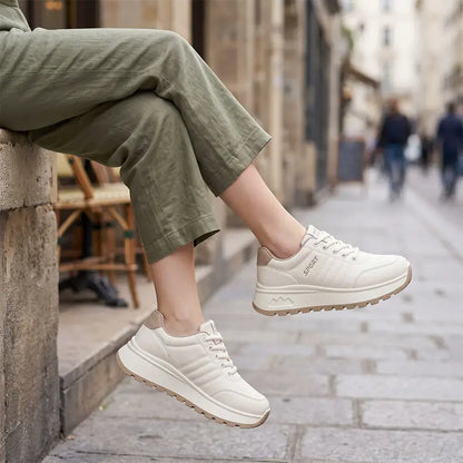 【35-40】Nowe damskie buty do biegania w stylu retro – z grubą podeszwą, na sznurówki, idealne na jesień i zimę