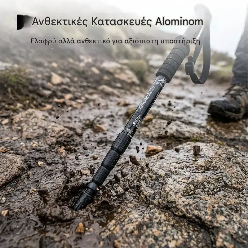 1 τεμάχιο 27 ευρώ ⛺Ρυθμιζόμενο μπαστούνι πεζοπορίας από κράμα αλουμινίου: ανθεκτικό, με αντικραδασμική προστασία και ελαφρύ