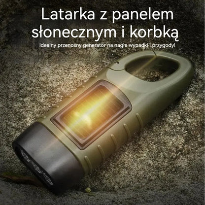⚡Latarka z panelem słonecznym i korbką – idealny przenośny generator na nagłe wypadki i przygody!