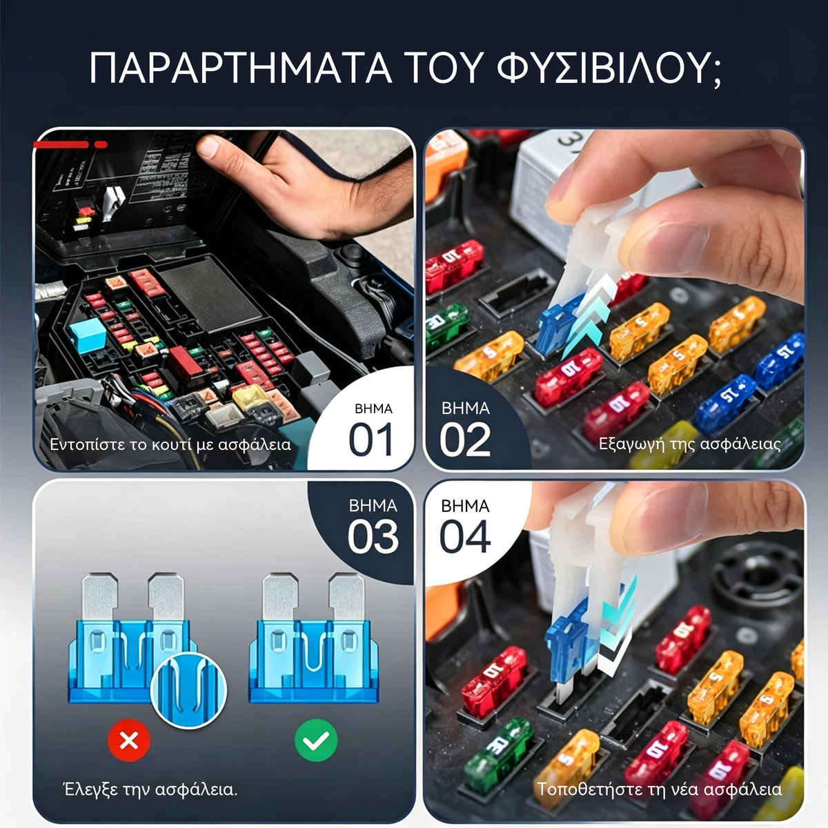 🔧⚡ Ποικιλία ασφαλειών αυτοκινήτου – Όλες οι αμπέρ σε μία θήκη! 🚗🧰
